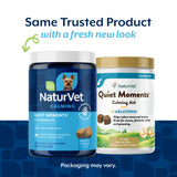 NaturVet Quiet Moments Calming Dog Supplement, Dog Soft Chews with Melatonin to Help Reduce Stress from Storms, the Vet, Fireworks, and Travel, Bacon and Chicken Flavored Pet Supplement, 180 Count Jar