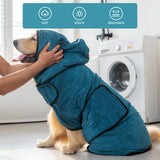Avont Dog Bathrobe - Super Absorbent Pet Drying Towel Bath Robes After Bath Shower Swim Wet Walk for Puppies -Blue(L)