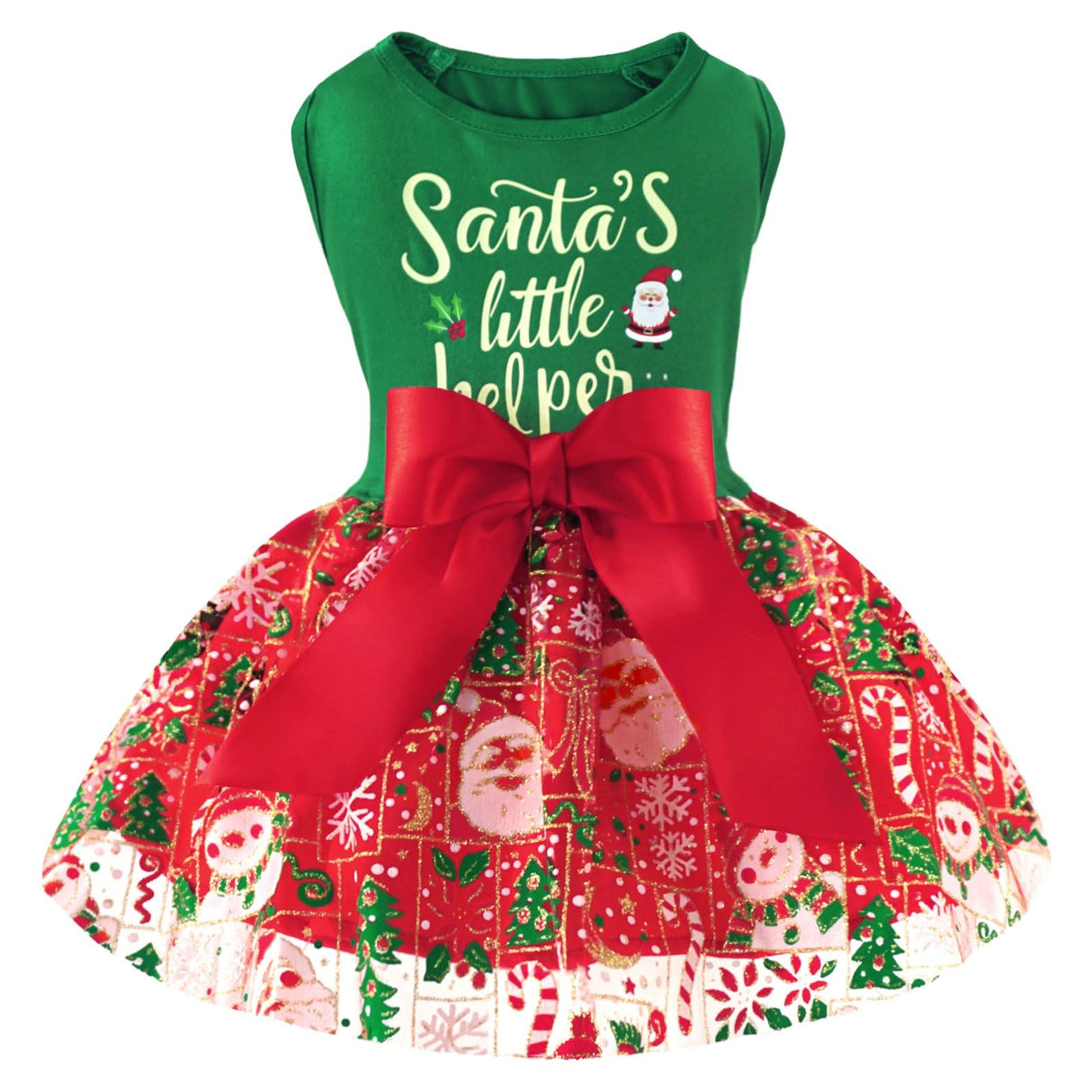 XPUDAC Dog Christmas Dress Outfit Snowman Tulle Dress Holiday Dog Clothes for Small Dogs Girl, Santa Pet Costume Cat Outfits-Large