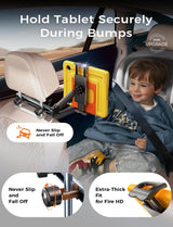 LISEN for iPad Holder Car Road Trip Travel Essentials Activities for Toddler Kids Gifts, Car Accessories for Women Interior Men Truck 3in1 Tablet Holder Back Seat Car Camping Headrest Organizer