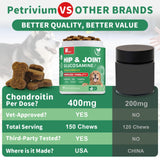 Hip and Joint Supplement for Dogs, Glucosamine Treats Chews with Chondroitin, MSM, Turmeric - Support Joint Pain Relief, Mobility, Reduce Occasional Discomfort, Fit All Ages and Breeds, 150 Soft Chew
