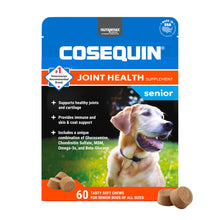 Load image into Gallery viewer, Nutramax Cosequin for Senior Dogs Joint Health Supplement, Contains Glucosamine for Dogs, Chondroitin, MSM, Omega-3s and Beta-Glucan, Supports Joint, Skin and Coat, Immune Health, Soft Chews, 60 Count
