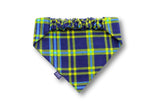 Red and Black Buffalo Check Plaid Flannel Scrunchie Dog Bandana Perfect for Halloween, Thanksgiving, Christmas, Elastic pet Bandana for Fall and Winter (Small, Blue & Green Plaid)