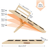 HOOBRO Dog Ramp for Bed, 15.7" Width Folding Pet Ramp with Guardrail and Non-Slip Mat, Dog Ramp for Couch, 4-Level Adjustable from 9.8" to 18.9", for Small Dogs, Natural and Black NB48PT03