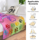 Personalized Paw Print Dog Blanket With Pets Name, Custom Pet Name Blanket for Small Dogs, Flannel Puppy Blanket, Dog Memorial Gifts for Loss of Dog, Pet Loss Sympathy Remembrance Gifts