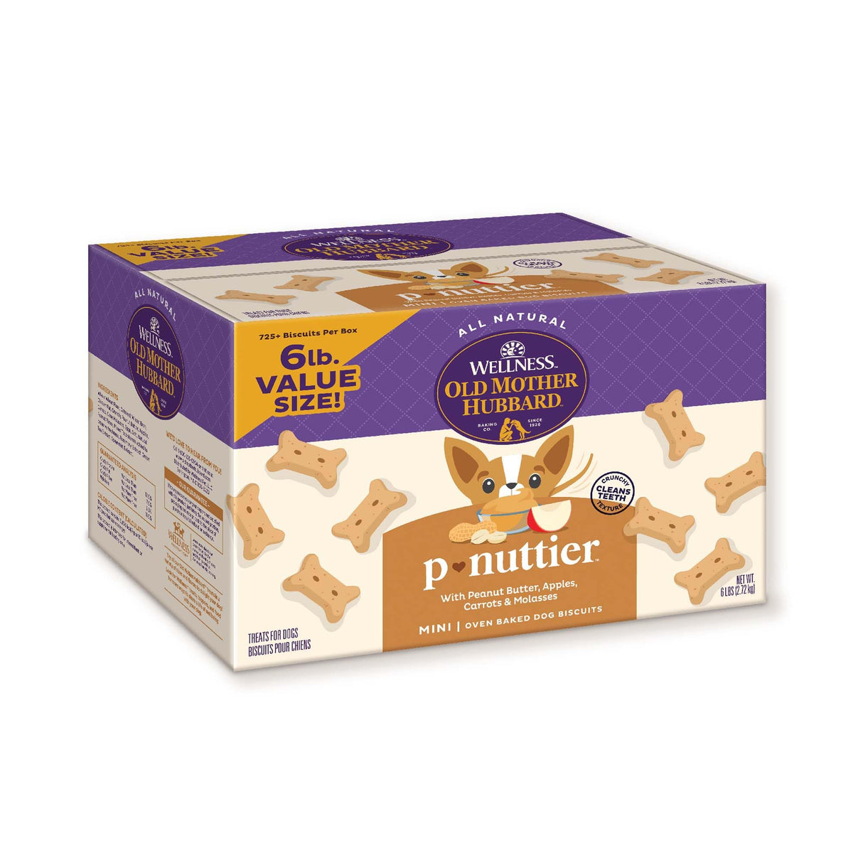 Old Mother Hubbard Wellness P-Nuttier Dog Biscuits, Natural, Training Treats, Peanut Butter Flavor, Mini Size, (6 Pound Box)
