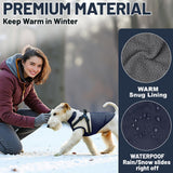 COOHAMS Dog Winter Coat for Small & Medium Dogs, Waterproof Dog Coat with Harness, Puppies Windproof Puppy Puffer Jacket, Snowsuit for Dachshund, Frenchie, Corgi (Classic Blue,XL)