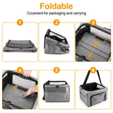 Beelike Dog Cat Car Seat, Collapsible Cat Puppy Car Carrier with Metal Frame, Travel Bag for Small Medium Pet up to 15 lbs