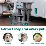 Furhaven Steady Paws Multi-Step Pet Stairs for High Beds & Sofas - Gray, 3-Step