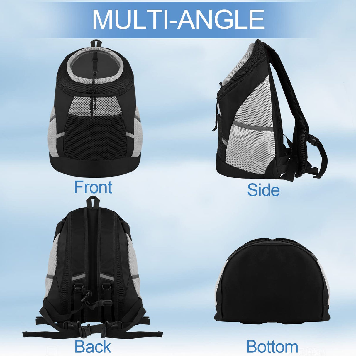 Dog Carrier Backpack Pet Puppy Carrier Front Pack Breathable Head Out Design with Reflective Safe Dog Backpack Carrier for Small Medium Dogs Cats Rabbits