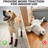 EXPAWLORER Dog Socks for Cold Winter Snow to Prevent Licking Paws, Anti Slip Doggie Booties Grippy Shoes for Hardwood Floors, Boots & Paw Protectors for Small Medium Large Senior Dogs Red Black S