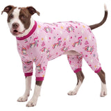 LovinPet Dog Onesies for Large Dogs, Lightweight Stretch Knit, Unicorn Rose Pink Print/Post Surgery Shirt/UV Protection, Pet Anxiety Relief, Wound Care for Large Dog Onesies/L