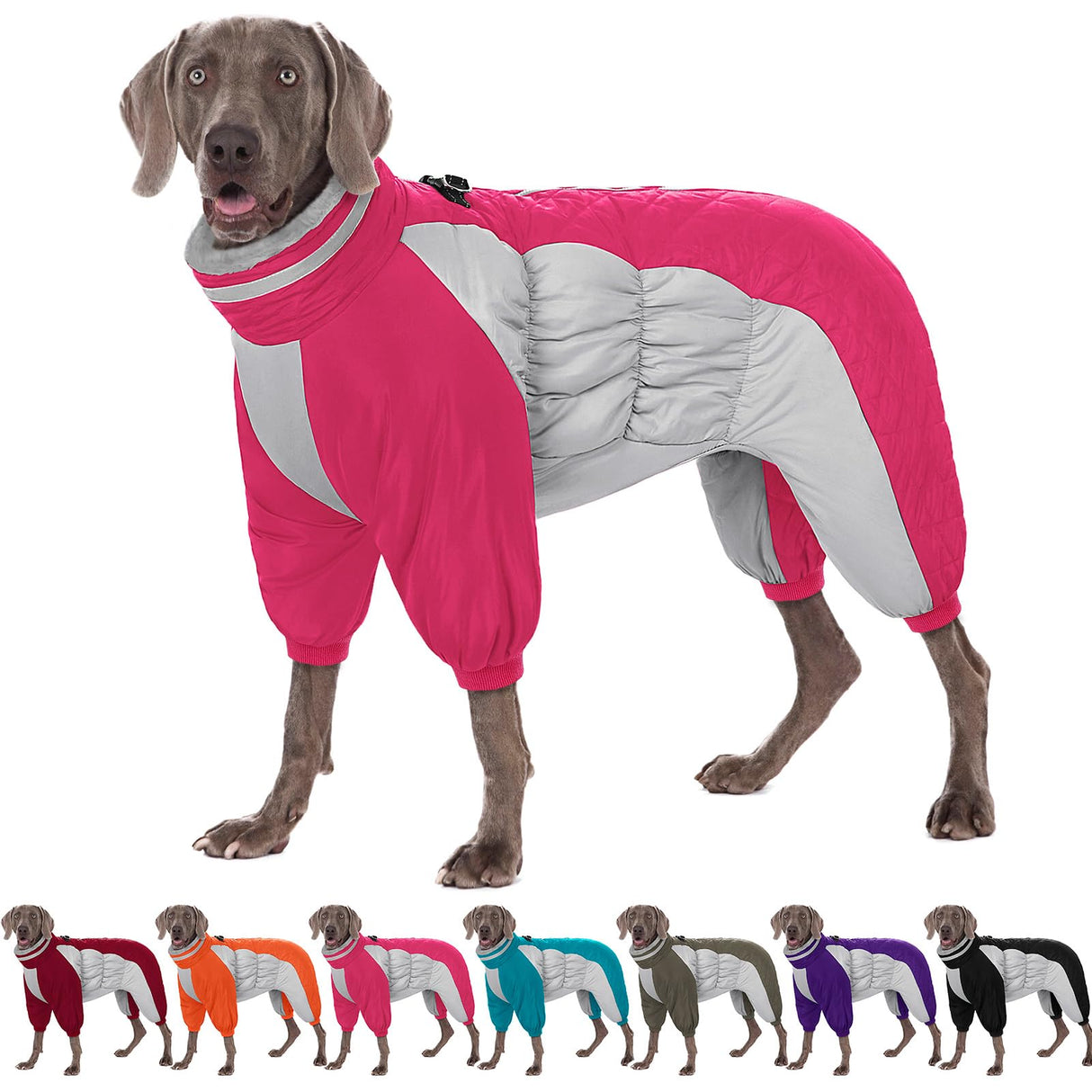 AOFITEE Large Dog Coat Warm Dog Jacket for Winter, Dogs Winter Coat with Harness Built in, Reflective Turtleneck Dogs Puffer Jacket Snowsuit, Full Body Fleece Coats for Small Medium Large Pet, XXL