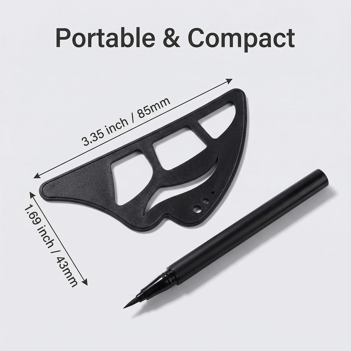All-in-One Silicone Makeup Stencil Tool, Black, Eyeliner Guide, Eyeshadow Aid, Mascara Shield, Lip Contouring