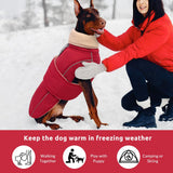 ASENKU Warm Dog Coat, Waterproof Dog Jackets for Large Dogs with Reflective Fleece Vest Turtleneck with Button,Windproof Cold Weather Coats for Small Medium Large Dogs, Red, 3XL