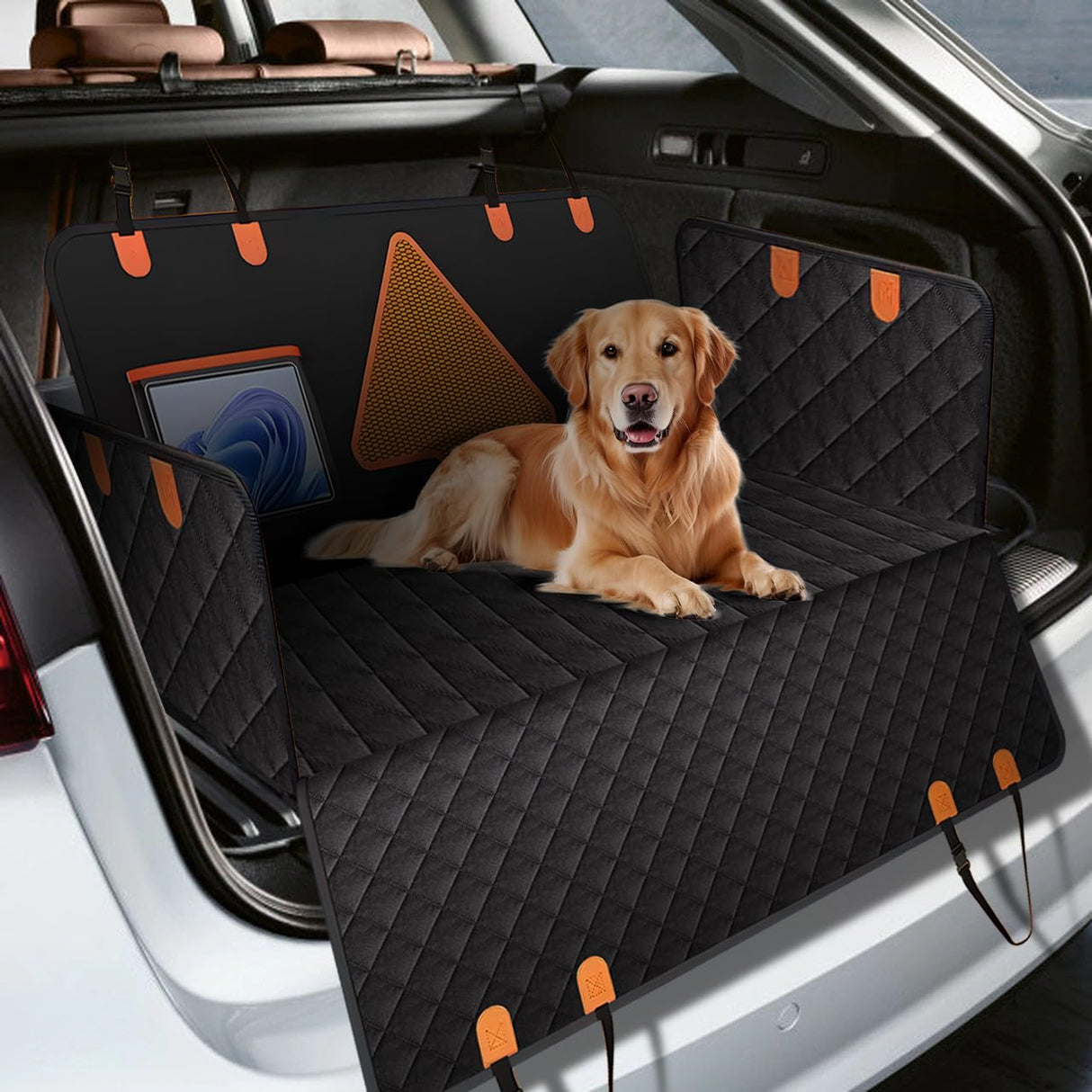 JASKFG Dog Car Seat Vover,Back Seat Cover for Dogs,Durable Scratch Proof and Waterproof Pet Car Seat Cover for Limousine/Family Car/SUV/Pickup(Black,52" L x 56.6" W)