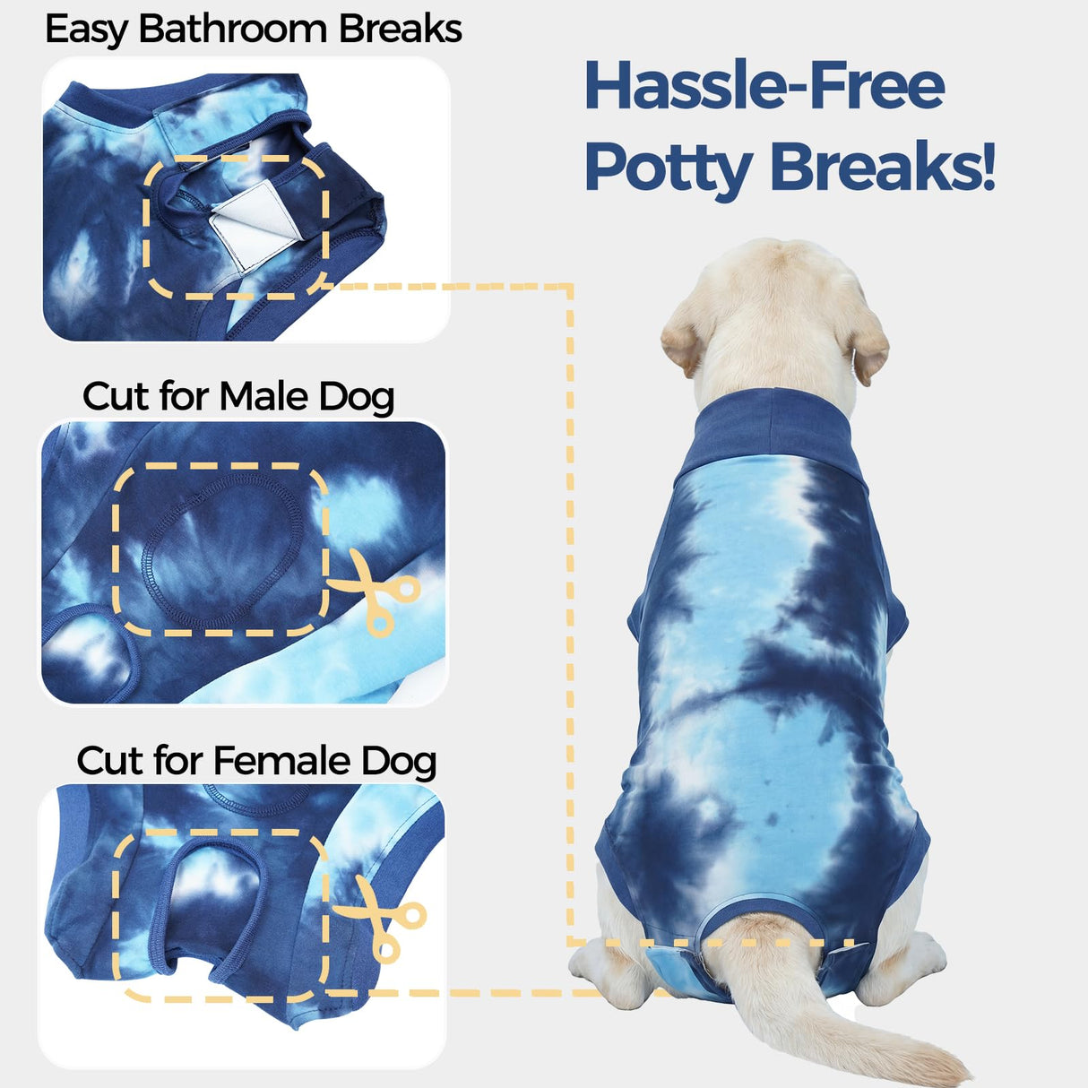 pangdi Recovery Suit for Dogs After Surgery, Spay Suit Female Spay & Male Neuter, Dog Onesie Body Suits for Post-Surgical, Abdominal Wounds and Skin Conditions, Blue, XL