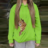Shunking Pet Pouch Hoodie Men Kangaroo Pouch Hoodies Pocket Puppy Cat Care Shirt Dog Carrier Pullover Animal Holder Top Unisex (Light Green, XXL)