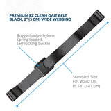 Posey 6546 Premium EZ Clean Gait Belt with Spring-Loaded Buckle, Black, 60"