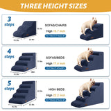 Aodisman 4-Step Dog Stairs and Ramp for Beds or Couches,Non-Slip Sturdy Pet Steps for Small Dogs and Cats,17.4" H,Blue