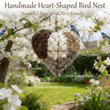 YAGUAN 1Set Handmade Fiber Bird Nesting Heart, Refillable Birds Haven 1 Heart Shape Hummingbird Nesting and 2 Bags of Nest Materials, Winter Fowl Gifts Animal Hummingbirds Lovers Home Garden Yard