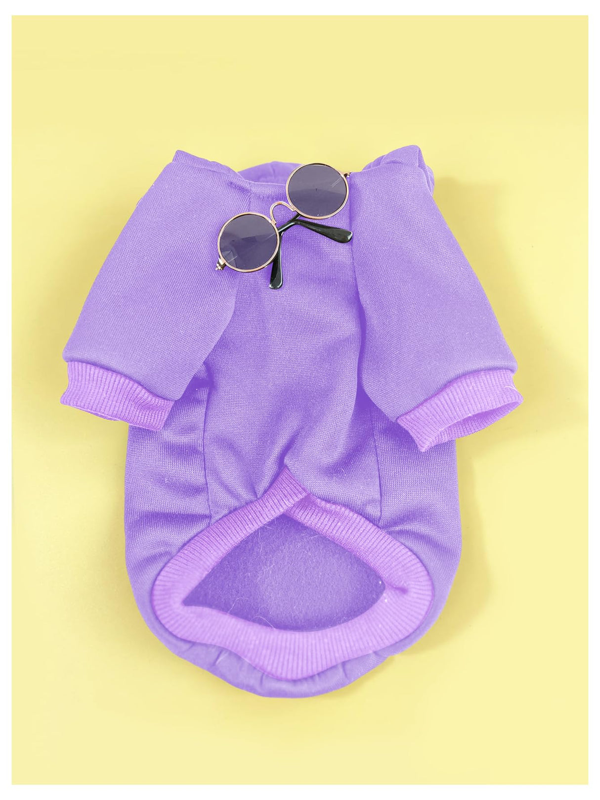 QWINEE 3Pcs Dog Hoodie Cat Apparel Dog Custume Set with Necklace and Sunglasses Pet Clothes for Puppy Small Medium Dogs Cats Mauve Purple Small