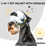 PETLESO Small Dog Helmet, Pet Motorcycle Helmet with Ear Holes, Adjustable Pet Safety Hat with Flip-Up Silver Visor, Small-Medium Puppy Heads Protection, Spiked