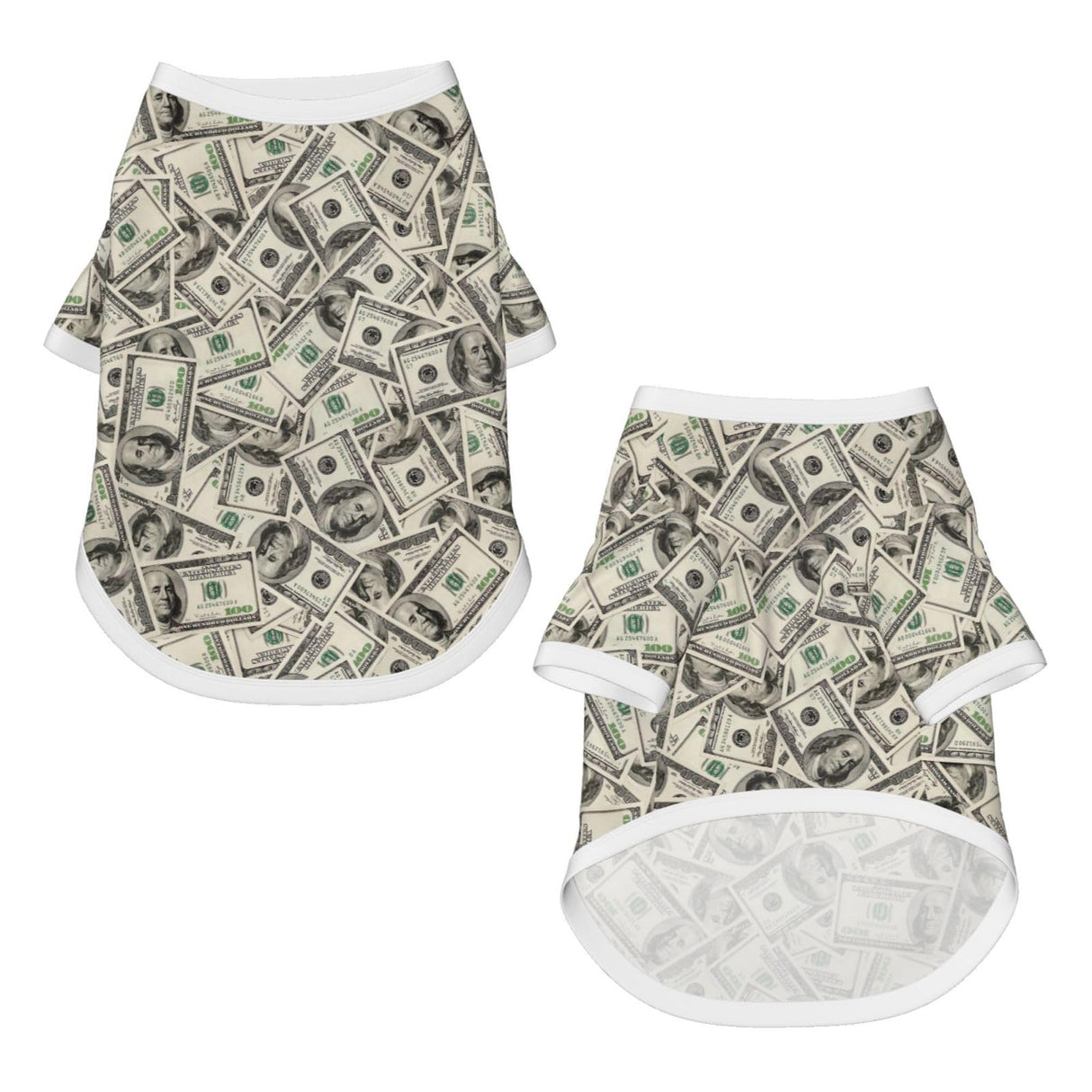 RISOIU Dollar Bills Play Money Dog Shirt Pet Cotton T-Shirt Soft Breathable Dog Clothes Stretchy Puppy Outfit Doggy Tank Top Funny Outdoor Apparel Daily Wear for Small Medium Dogs Cats Grey Large