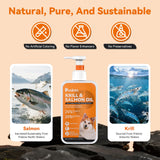 PUAINTA Krill and Salmon Oil for Dogs & Cats for Healthy Skin and Coat, 25% Max Omega 3 for Dog Fish Oil Supplement with EPA & DHA, Vitamin A, E for Dry Skin, Itchy & Allergy Skin Relief -8 oz, Liquid