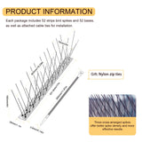 OFFO Bird Spikes with Stainless Steel Base, Covers 73.7 Feet(22.5m) Durable Bird Repellent Spikes Arrow Pigeon Spikes Fence Kit for Deterring Small Bird, Crows and Woodpeckers