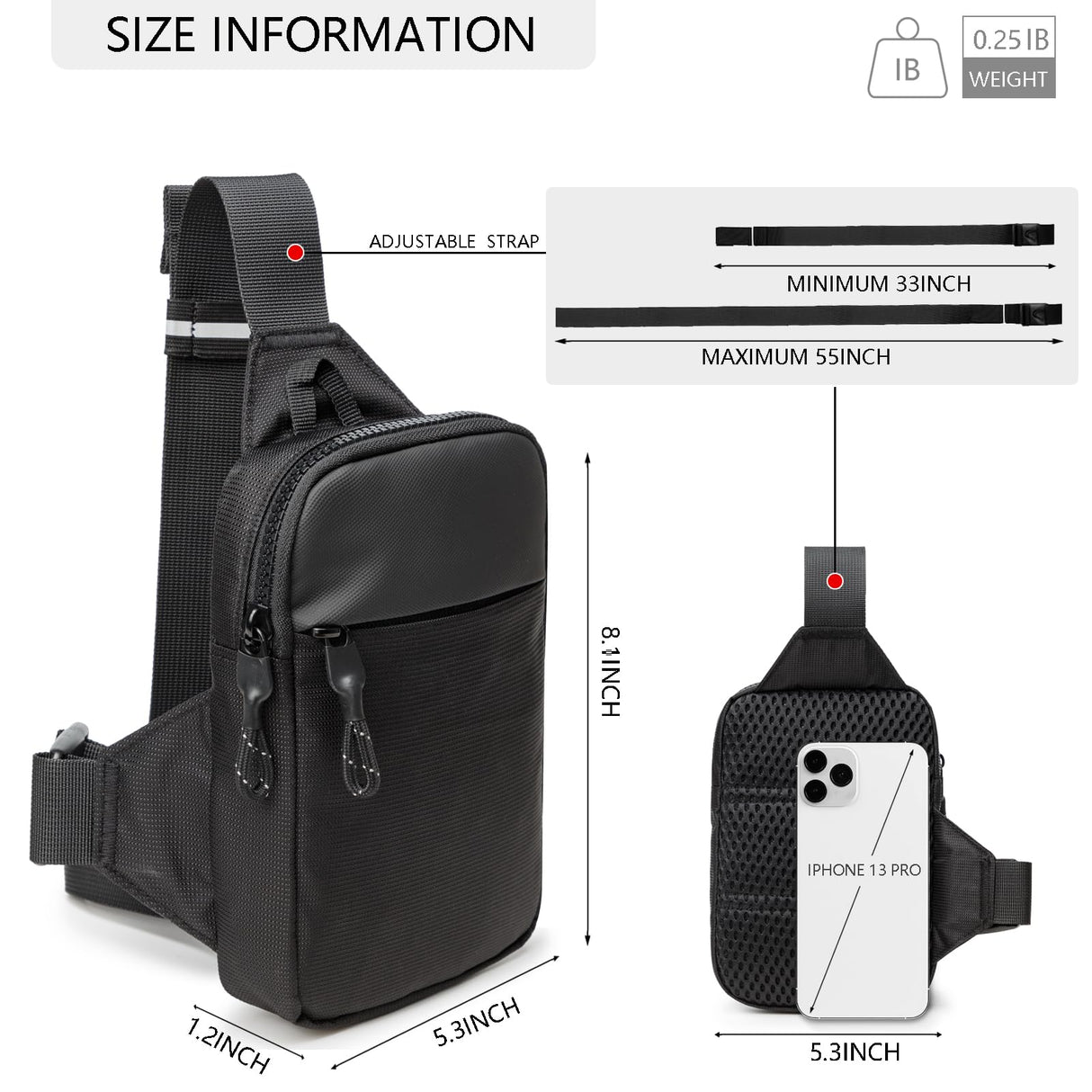higouta Mini Sling Bag for Men Women, Small Crossbody Waterproof Practical Shoulder Chest Bag for Travel Work Sport