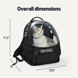 Amazon Basics Pet Carrier Backpack for Small Cats & Dogs, Collapsible Travel Carrier with Bubble Window & Breathable Mesh, Foldable for Travel, Black