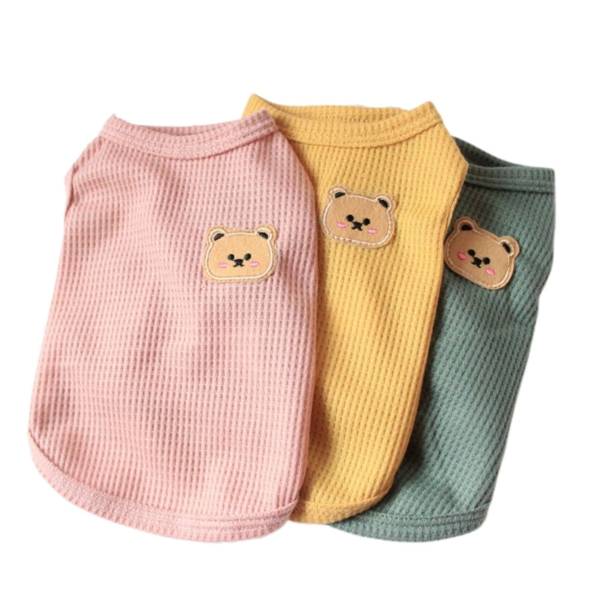 BIECWIAY Cotton Dog Shirt Summer Lightweight Pet T-Shirts Soft Breathable Stretchy Cats Dogs Tee Shirt Sleeveless Vest Dog Apparel for Medium Small Dog Clothes, 3PCS Yellow&Green&Pink