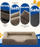 Made4pet Dog Bed Orthopedic Dog Sofa for Large Dogs,Supportive Foam Pet Cushions Bed with Washable Removable Cover, Egg-Crate Foam, Waterproof Lining Bottom, Brown, 38 * 28 * 6.5 Inch
