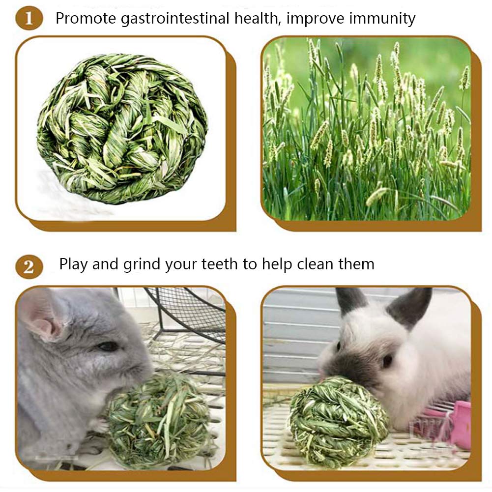 Hamiledyi Rabbit Chew Ball Timothy Grass Grinding Small Animal Activity Play Chew Toys for Bunny Rabbits Hamster Guinea Pigs Gerbils