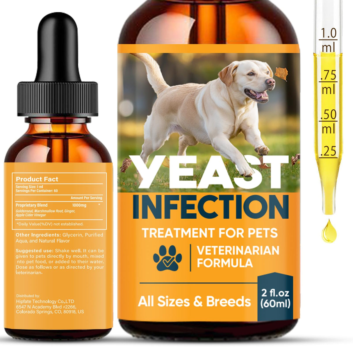 Yeast Infection Treatment for Dogs, Dog Yeast Infection Treatment Providing Itch Relief & Smelly Ears & Paw Licking, Natural Dog Ear Yeast Infection Treatment 2 Fl Oz