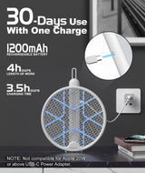 MOSQZAP Electric Fly Swatter 2 Pack, Foldable Bug Zapper Racket USB Rechargeable Fly Zapper Mosquito Zapper Racket w/Hands-Free & Handhold Modes, Outdoor/Indoor Killer for Flies, 3,500 Volt