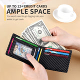 RUNBOX Wallet for Men Slim 11 Credit Card Holder Slots Leather RFID Blocking Small Thin Men's Wallet Bifold Minimalist Front Pocket Large Capacity Gift Box