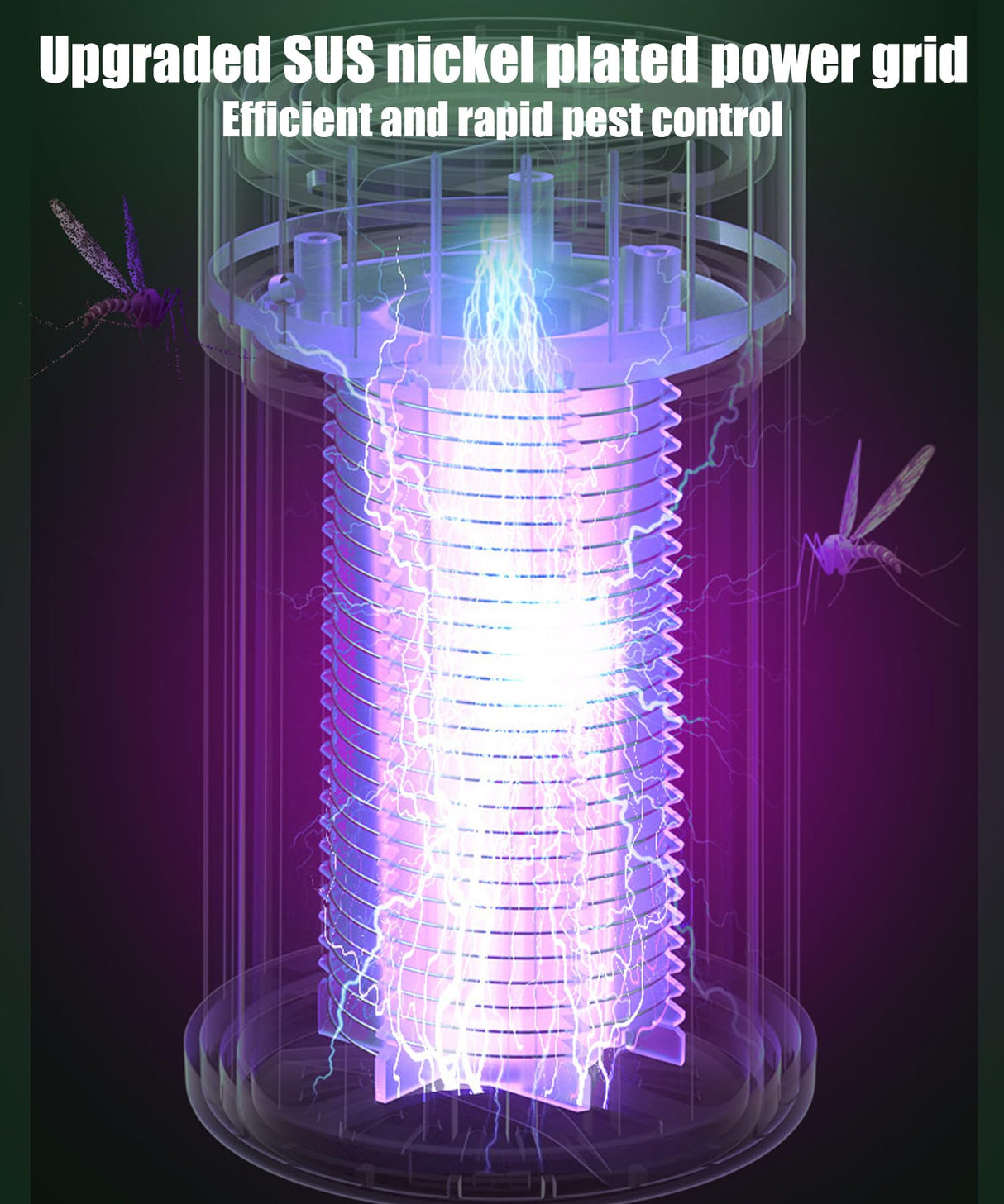 Bug Zapper Indoor & Outdoor,Electric Mosquito Zapper Killer Fly Zapper with Night Light Cordless USB Rechargeable Mosquito Repellent Outdoor Patio Fly Killer for Yard Patio Home - White