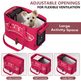 Dog Purse Carrier for Small Dogs, Cats and Puppies – Soft-Sided Foldable Pet Travel Bag with Multi Pockets, 3-Sided Mesh & Rollable Cover for Nervous Cats, Fits Pets up to 15 lbs (Berry Red)
