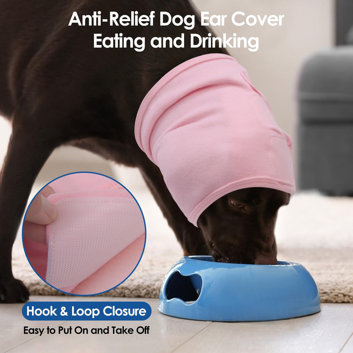 SUNFURA Dog Calming Hoodie, Ear Muffs Noise Protection for Anxiety Relief, No Shake Ear Wraps for Dogs - Grooming, Bath, Blow Drying, Fireworks, Thunderstorms, Hematoma Ear Cover Head Wrap, Pink S