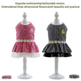 Small Dog Dress with Leash Set Adjustable Dog Harness Dress with D Ring Breathable Walk Doggie Outfits for Puppy Girl and Cat (S,Pink)
