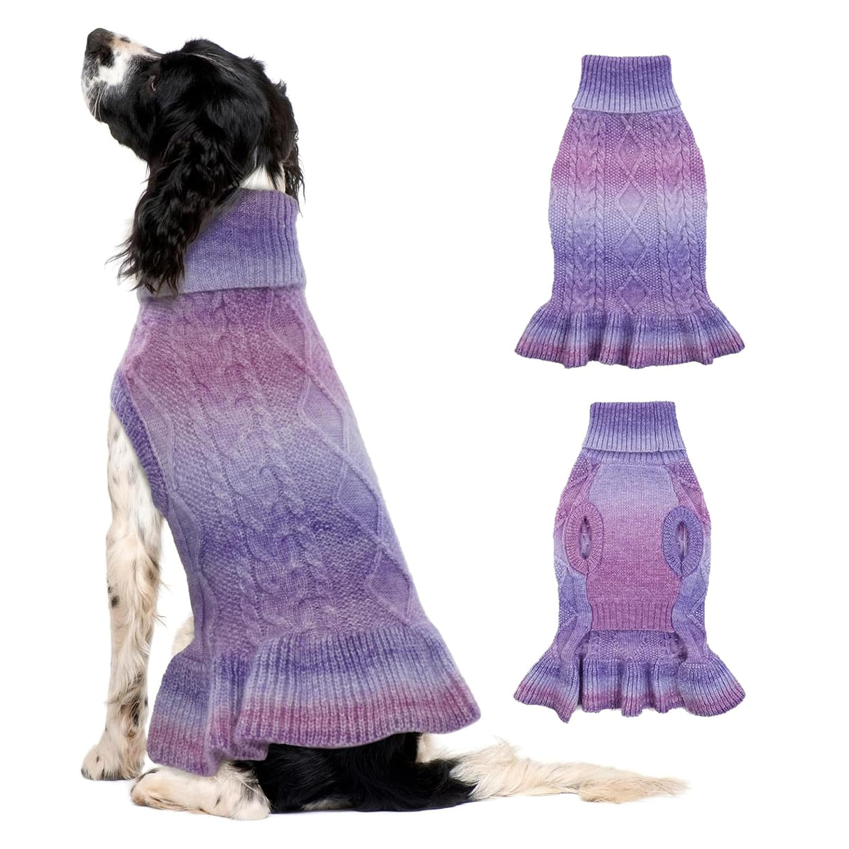QBLEEV Custom Puppy Turtleneck Sweater Dresses - Soft, Warm, Medium Winter Fall Pet Sweaters for Dogs, Customizable Turtleneck Christmas Sweaters, Holiday Doggie Vests for Girls & Boys