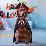 4 Pcs Dog Pirate Costume Set Dog Pirate Hat Pet Skull Triangle Bandana Puppy Cape and Eye Mask for Halloween Outfits Accessories