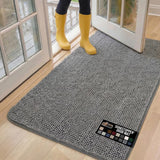 GORILLA GRIP SoakSTOPPER Dog Door Mat, 60x36 Machine Washable Rug Absorbent Doormat Captures Moisture Mud Dirt, Quick Dry Soft Chenille Entryway Rugs Indoor Entrance Mats for Dog Paws, Grey