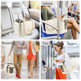 NewEle Fashion Dog Purse for Small Dogs with 2 Super-Large Pockets, Holds Up to 10lbs PU Leather Pet Carrier, Cat Carrier, Airline Approved Puppy Purse for Travel (White, Small Size)