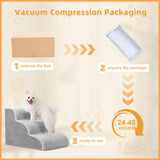 MIHIKK Dog Stairs Ramp, Curved 5-Step Dog Steps for Small Dogs and Cats, Pet Stairs for High Beds and Couch with Anti-Slip Washable Cover and Durable High Density Foam, Grey
