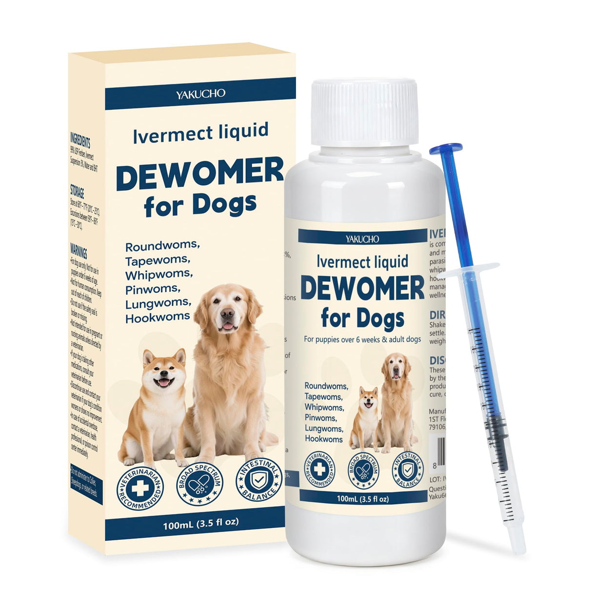 lvermect for Dogs, Dewomax Liquid Digestive Support, Broad Spectrum Formula for Puppies & Adult Dogs – Supports Gut Balance, Internal Cleanse & Canine Wellness – 3.5 oz (100mL)