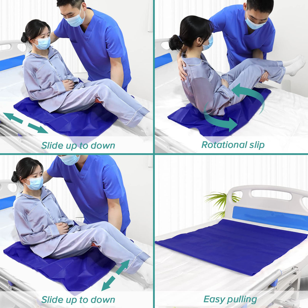 YHK Tubular Slide Sheet for Patient Transfer, Sliding Draw Sheets to Assist Moving Elderly,Slides for Cars, Hospital Bed, Home Care(Blue, 28"x28"(72x72cm)