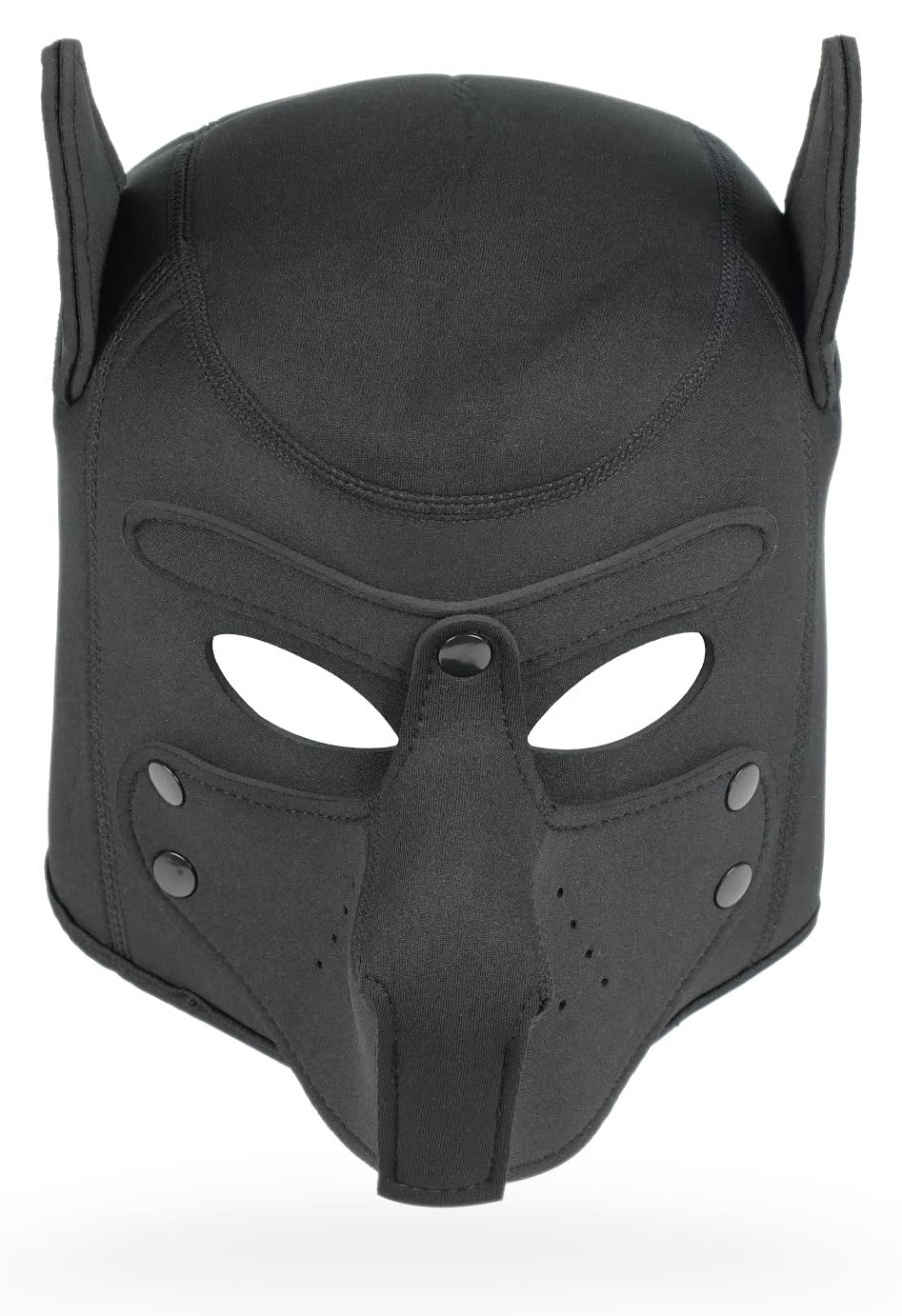Cleiree Neoprene Puppy Mask - Dog Hood with Detachable Muzzle - Adjustable Cosplay Headgear for Role Play & Party (Black, one size)